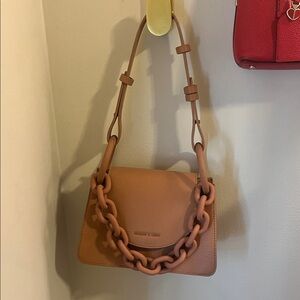 Tan Leather Shoulder Bag Charles & Keith